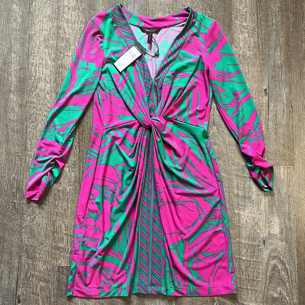 BCBG MAXAZRIA Tropical Knot Front Dress